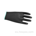 Hespax Guantes de PU de punto sin costuras Jardín de ensamblaje electrónico